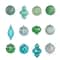 12ct. 4" Green & Silver Shatterproof Luxe Ornament Set